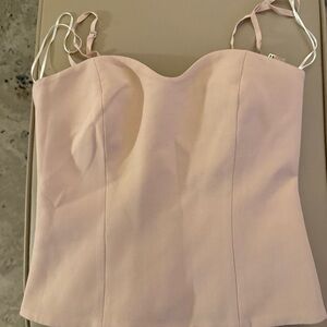 Zara Asymmetrical Checkered Strapless Top Soft Pink